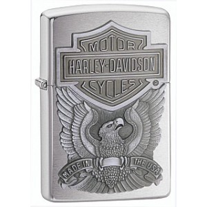 Briquet essence Zippo Harley-Davidson chromé Aigle et Emblème