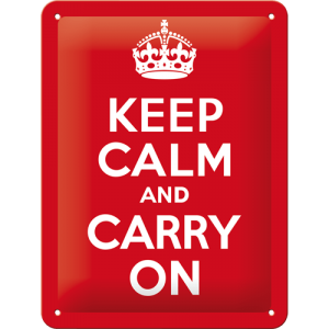 Plaque en métal 15 X 20 cm : "Keep calm and carry on"