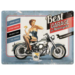 Plaque en métal 30 X 40 cm Pin-up Best garage : Motos
