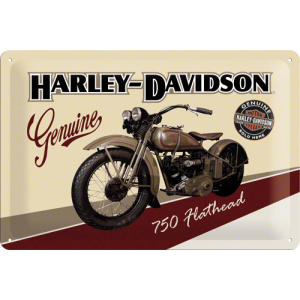 Plaque en métal 20 X 30 cm Harley-Davidson : moto 750 Flathead