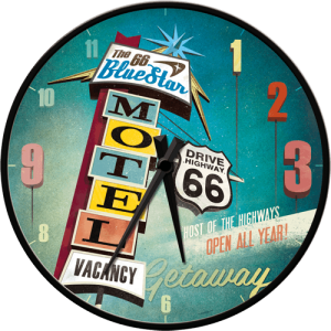 Horloge murale : Enseigne du 66 Blue Star motel sur la Route 66
