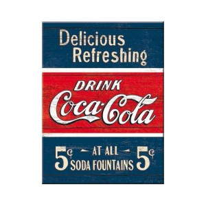 Magnet 8 x 6 cm Publicité Vintage Coca-Cola rouge et bleu