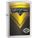 Briquet essence Zippo Harley-Davidson logo Bar & Shield fond jaune et noir tête de mort