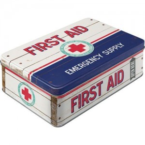 Boîte en métal plate First Aid - Premiers soins