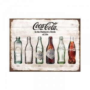 Magnet 8 x 6 cm Evolution de la bouteille de Coca-Cola au fil du temps