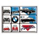 Set de 9 magnets : BMW Vintage 502, 507 & Isetta + logo