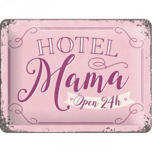 Plaque en métal 15 X 20 cm "Hotel mama ..." - "Hôtel maman ..."