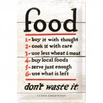Plaque en métal 20 X 30 cm : Food don't waste it - Ne gaspillez pas la nourriture