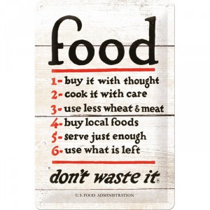 Plaque en métal 20 X 30 cm : Food don't waste it - Ne gaspillez pas la nourriture