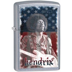 Briquet essence Zippo Jimi Hendrix en concert sur fond street chrome