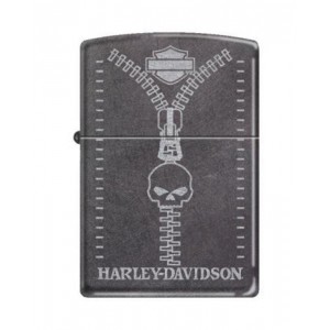 Briquet essence Zippo Harley-Davidson logo et tête de mort avec fermeture éclair