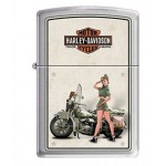 Briquet essence Zippo Harley-Davidson moto militaire deuxième guerre et pin-up