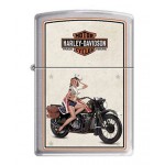 Briquet essence Zippo Harley-Davidson moto militaire deuxième guerre et pin-up "marines"