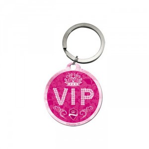 Porte-clés rond : VIP rose
