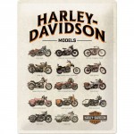 Plaque en métal 30 X 40 cm logo Harley-Davidson pêle-mêle d'anciennes motos
