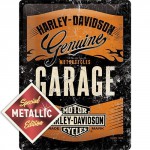 Plaque en métal 30 X 40 cm logo Harley-Davidson dans les flammes