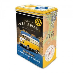Boîte en métal rectangulaire avec clips VW Volkswagen T1 Bulli à l'aventure