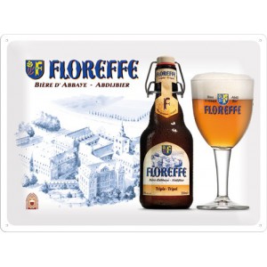 Plaque en métal 30 X 40 cm Bière d'abbaye Floreffe
