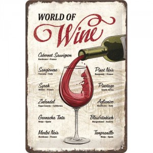 Plaque en métal 20 X 30 cm : "World of Wine" - "Le Monde du vin"