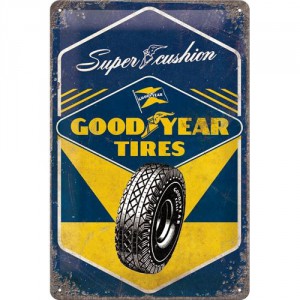 Plaque en métal 20 X 30 cm : "Goodyear tires" - "Pneus Goodyear"