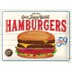 Plaque en métal 30 X 40 cm : Publicité Hamburger BBQ Style