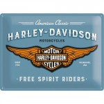 Plaque en métal 30 X 40 cm Harley-Davidson logo sur fond bleu