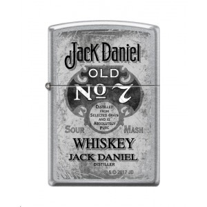 Briquet essence ZIPPO vieille publicité pour Jack Daniel's sur fond "street chrome"