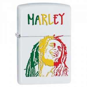 Briquet essence Zippo Bob Marley dessin sur fond "white matte"