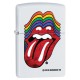 Briquet essence Zippo Rolling Stones logo classique langue multicolore fond "white matte"