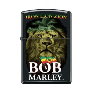 Briquet essence Zippo Bob Marley Iron Lion Zion fond "black matte"
