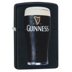 Briquet essence ZIPPO verre de Guinness sur fond "black matte"