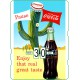 Calendrier perpétuel cartonné Coca-Cola : pause dans le désert avec ses cactus