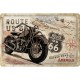 Plaque en métal 20 X 30 cm Route 66 : moto vintage sur la route mythique