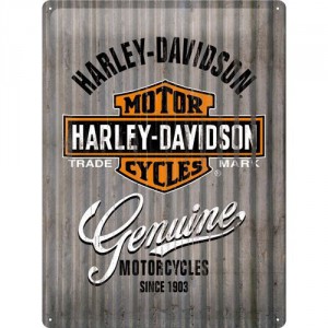 Plaque en métal 30 X 40 cm Harley-Davidson : Logo aspect tôle ondulée avec relief