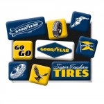 Set de 9 magnets : Goodyear logos et pneus