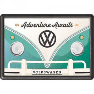 Plaque en métal 14 X 10 cm VW Volkswagen capot T1 Bulli "Adventure awaits"