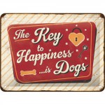 Plaque en métal 15 X 20 cm : "The key to happiness ..." (chien)