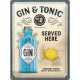 Plaque en métal 30 X 40 cm : Gin & Tonic