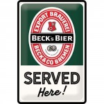 Plaque en métal 20 X 30 cm Beck's bier - Served here (servie ici)
