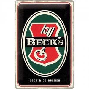 Plaque en métal 20 X 30 cm Logo Beck's bier (bière)