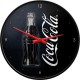 Horloge murale vintage : Coca-Cola : Bouteille sur fond noir