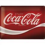 Plaque en métal 30 X 40 cm : Coca-Cola publicité rétro jaune et rouge
