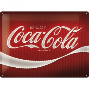 Plaque en métal 30 X 40 cm : Coca-Cola publicité imitation néon
