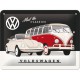 Plaque en métal 15 X 20 cm : VW Volkswagen - duo Coccinelle cabrio et T1 Bulli