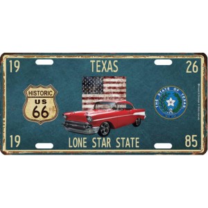 Plaque en métal 15 X 30 cm Parcours de la mythique Route 66 : Texas