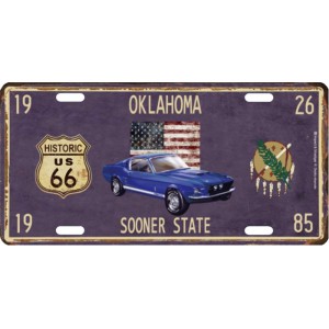 Plaque en métal 15 X 30 cm Parcours de la mythique Route 66 : Oklahoma