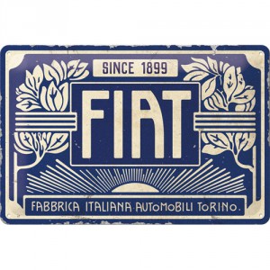 Plaque en métal 20 X 30 cm : Publicité voiture Fiat