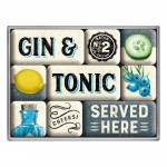 Set de 9 magnets : Gin Tonic et ses ingrédients