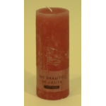 Bougie cylindrique rustique pilier 17cm aspect givré couleur vieux rose