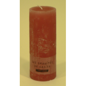 Bougie cylindrique rustique pilier 17cm aspect givré couleur vieux rose